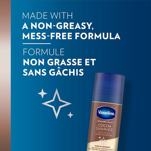 Vaseline Cocoa Shimmer Jelly Stick Highlighter & Luminizer Cocoa Butter Body Shimmer Stick, Lotion, Travel Size, for Glowing Skin, 1.4 Oz Ea (Pack of 6)