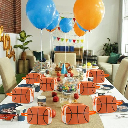 16PCS Basketball Cosmetic Bag - Waterproof Basketball Clear PVC Travel Bag,Basketball Gift Accessories Bags Goodie Snack Makeup Bag,Toiletry Zipper Pouch Organizer,Basketball Team Gifts for Player
