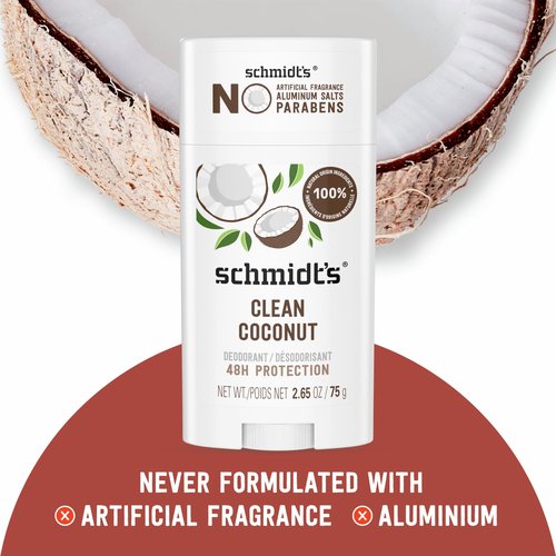 Schmidt's Aluminum Free Natural Deodorant 2 Pack - Bergamot & Lime and Clean Coconut Scents, 24 Hour Odor Protection, Cruelty Free