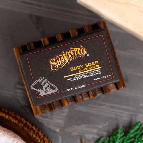 Suavecito Body & Hand Soap Bars Moisturizing With Masculine Black Amber Fragrance 6 oz 6 Pack