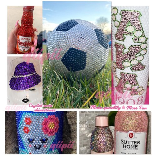 qiipii Pink AB Resin Crystal Rhinestones for Crafting 3mm 4mm 5mm 6mm Dark Pink AB Flatback Resin Gems Stones Non-Hotfix Diamonds Crystals Charms for Nails Face Eyes Makeup Tumblers Bottles DIY Crafts