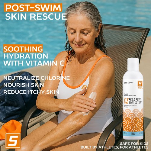Solpri Pre and After Swim Lotion with Vitamin C 8 Fl Oz - Pre Swim Chlorine Skin Protection, Pre Swim Lotion for Chlorine (8 Fluid Ounce, Warm Citrus)