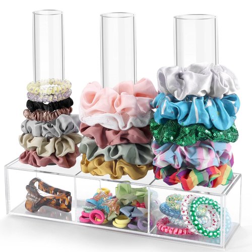 OAOLEER Scrunchie Holder Stand,Clear Jewelry Organizer for Teen Girl Women Gifts, Hair Scrunchies Display Organizer