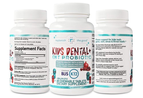 Replenish the Good Children's Dental Probiotic Chewables - Digestive & Immune Support - Oral Probiotics for Healthy Teeth and Gums, Bad Breath & ENT Support - Cherry-Pomegranate Flavor (60 Count)