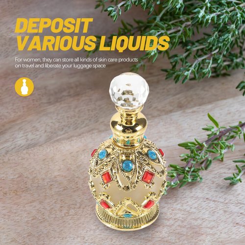 Kisangel 1pcs Vintage Perfume Bottle, 15ml Glass Empty Perfume Jar with Oil Dropper Fragrance for Mini Sample Containers