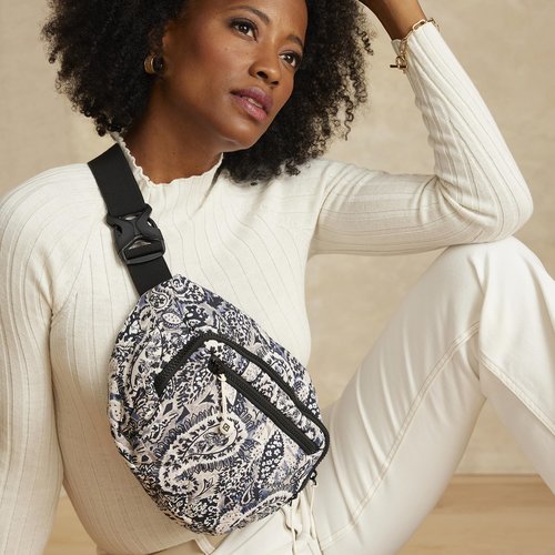 Vera Bradley Women's Featherweight Belt Bag Sling Crossbody, Stratford Paisley, One Size
