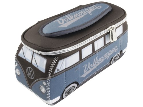 BRISA VW Collection - Volkswagen Neoprene Universal Makeup Cosmetics Toiletry Travel Pharmacy Bag in T1 Bus Design (Petrol/Brown) (Small (9.1 x 4.3 x 3.1 inches))