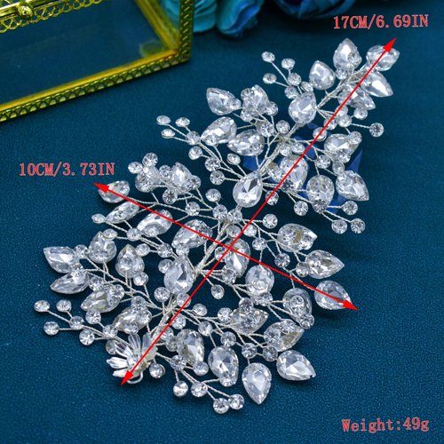 Mpoikba 2 PCS Wedding Headpiece for Bride, Handmade Bridal Hair Accessories, Rhinestone Bride Headband