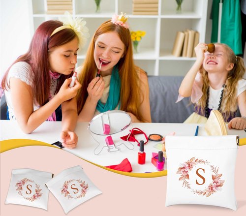 Initial Letter Pocket Cosmetic Bag,Pouches for Purse,Shrapnel Portable Pouch,Purse Makeup Bag for Women Cosmetics Jewelry Charging Cable,Bridesmaid Gifts,Bridal Shower Gift Bags,Birthday Gifts-S