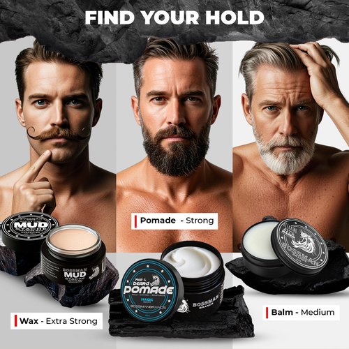 Bossman Hair & Beard Pomade for Men (Magic Scent) – Medium Hold & Moisturizing for Hair, Beard & Mustache Styling – Made in USA