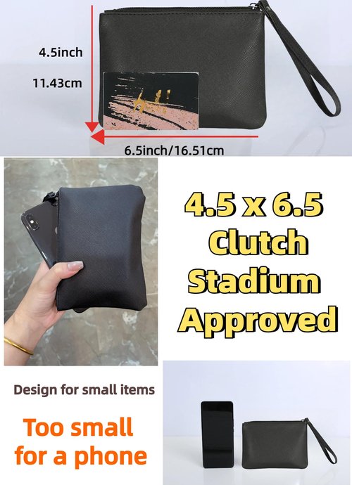 SeBUCUOO 2 Pack Small Zipper Pouch Mini Makeup Bag for Purse Lipstick Cosmetic Travel Make Up Organizer for Women Essentials, Car Change Coin Holder 4.5 x 6.5 Clutch Stadium Approved Wristlet, Black