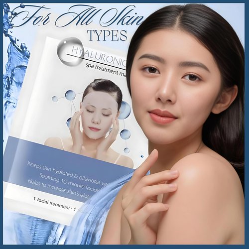 Face Masks Skincare | 20-Pack Hydrating Hyaluronic Acid Face Sheet Mask | Anti-Aging Skincare | PH Balanced for Sensitive Skin | Not Tested on Animals | Korean Skincare