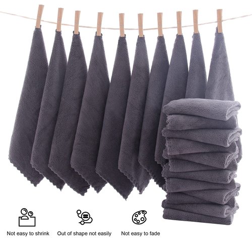 MOONQUEEN Ultra Soft Premium Washcloths Set - 12 x 12 inches - 72 Pack - Quick Drying - Highly Absorbent Coral Velvet Bathroom Wash Clothes (Grey)