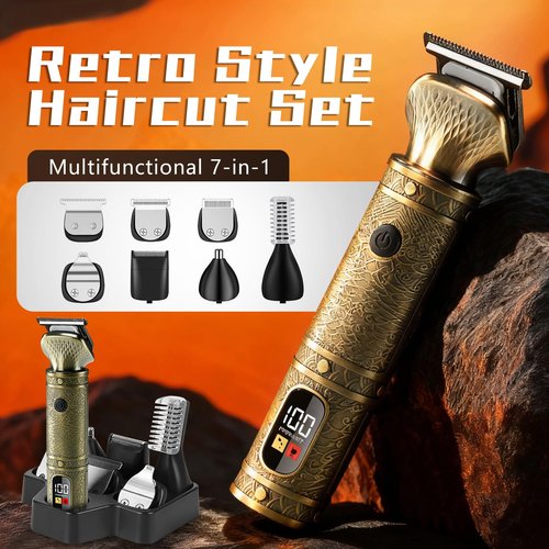 VNTGSHAVER Mens Cordless Hair Clippers, Barber Professional Clippers for Hair Cutting, Metal Body Electric Beard Trimmer for Men,Smart Charge Technology for Convenient at Home Haircutting