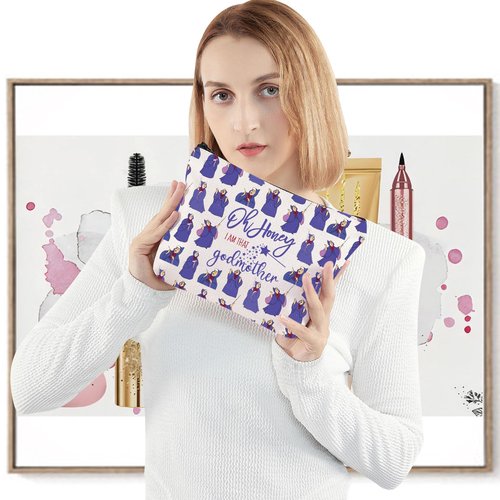 LEVLO Fairy Godmother Cosmetic Make Up Bag Gift For Fairy Fans Oh Honey I’m That Godmother Make Up Zipper Pouch Bag (Godmother Full)