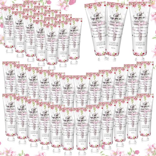 Siifert 48 Pcs Christian Body Lotions Bulk Gifts for Women Breast Cancer Awareness Gifts Inspirational Bible Verse Lotion Mini Travel Christian Religious Hand Cream for Appreciation Women Teacher Mom