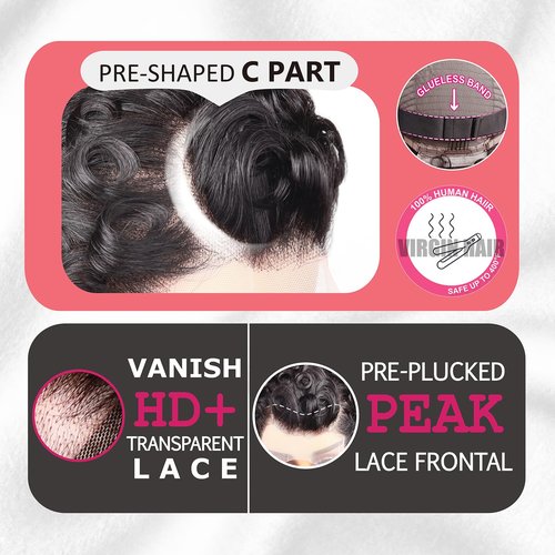 Short Curly Pixie Cut 13x4 Lace Front Wig Human Hair Wigs 13x4 HD Lace Frontal Wigs Short Layered Curly Glueless Wig Pre Plucked Deep Wave Pixie Cut Human Hair Wigs for Black Women, Natural Black