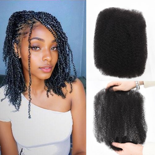 Teresa Afro Kinkys Bulk Human Hair For Twists, Afro Kinky-Curly Human Hair Bulk For Dreadlocks Extensions,Bulk Human Braiding Hair Afro Kinky Twist Extensions Natural And Soft(12 Inch, 30g/Pack)