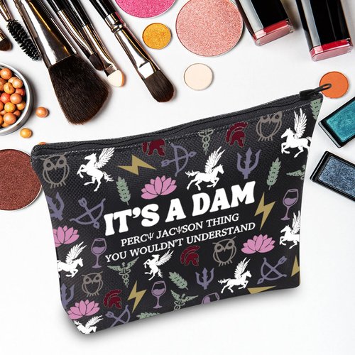 JNIAP Camp Blood Makeup Bag Camp Jupiter Gift 13 Cabins Gift I'd Rather Be In Camp Blood Zipper Pouch (It's a DAM black mb)
