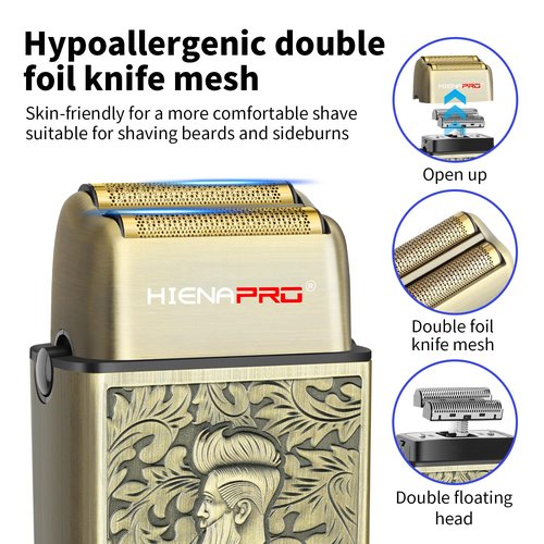 HIENA PRO Electric Razor for Men, Cordless Professional Foil Shaver & Bald Head Precision Trimmer, Travel Shaving, USB Charging, LED Display, Perfect Gifts for Men