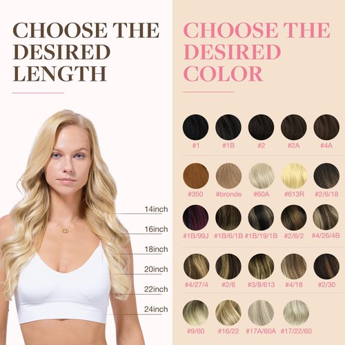 GOO GOO Tape in Hair Extensions Human Hair, 18D/22F Dirty Blonde Highlights, 18inch 50g 20pcs, Skin Weft Seamless Invisible, Silky Straight with Thick Ends, Remy Human Hair
