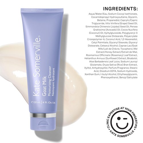 Kate Somerville Goat Milk Moisturizing Cleanser - Gentle Daily Face Wash for Sensitive Skin, Relieves Dry Skin & Tightness, 4 Fl Oz
