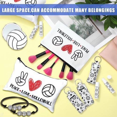 Yeyeplum 72 Pcs Volleyball Team Gifts Party Favors Include 12 Makeup Bags 12 Lip Balm 12 Lip Balm Holder 12 Necklace 12 Adjustable Bracelet 12 Mirrors for Volleyball Lovers Players Teen Girls Supplies