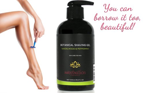 Botanical Shaving Gel, Sandalwood & Peppermint, 8oz All Natural Skin Care. For Smooth Gentle Shave.