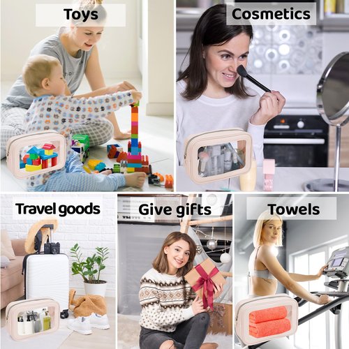 8 Packs TSA Approved Toiletry Bags Clear Toiletry Bags for Travel PVC Makeup Pouch Waterproof Quart Size Clear Cosmetic Bag with Zipper for Airport Airline Compliant Bag Women Men Travel Bathroom