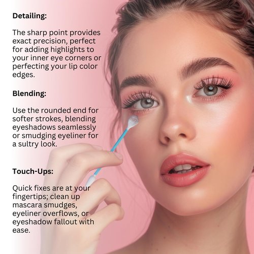 Fran Wilson EYE TEES COTTON TIPS 80 Count (6 PACK) - Precision Makeup Applicator, Double-sided Swabs with Pointed and Rounded Ends for Perfect Blending, Effective Cleaning and Precise Touch-ups