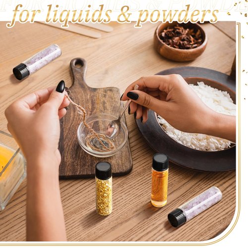 Lallisa 80 Pcs 7 ml Small Glass Vials with Screw Caps Anointing Oil Bottles with Plastic Stopper Mini Sample Clear Leakproof Glass Bottles for Liquids Aromatherapy Fragrance Lightweight Perfume Travel