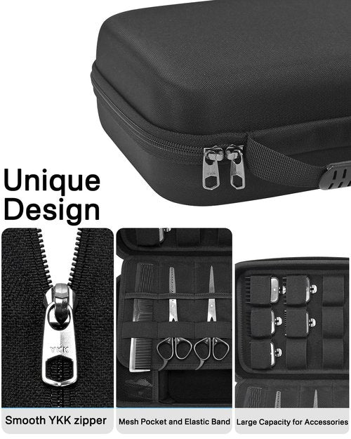 RAIACE Hard Storage Case Compatible with Hair Clippers, Protective Carrying Bag for Barber Accessories/for Guard Grooming Kits. (case only) - Black