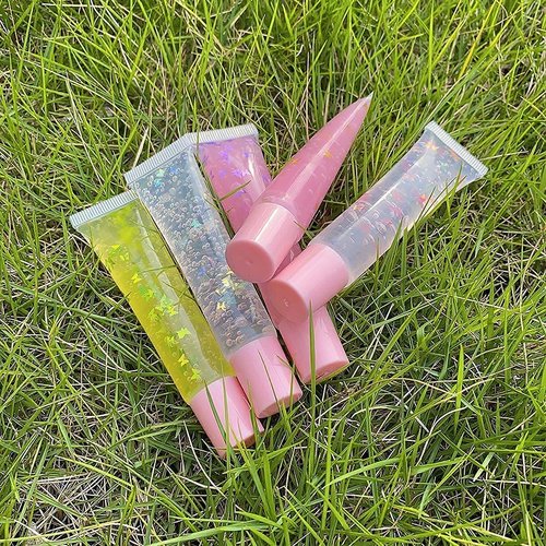 100 PACK 10ml Lip Gloss Tubes with 50 x Pink Caps + 50 x Blue Caps