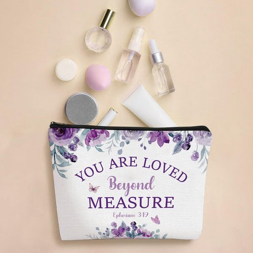 SEAOYOZO Purple Makeup Bag - Christian Bible Gifts, Travel Cosmetic Bag, Church Bag