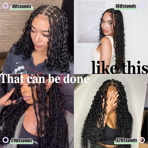 Pre-Divided Human Braiding Hair for Boho Braids Water Deep Wave Human Hair Bulk for Braiding Curly Human Hair for Boho Locs Boho Crochet Braids Human Hair Extensions (18"160Strands,1B)