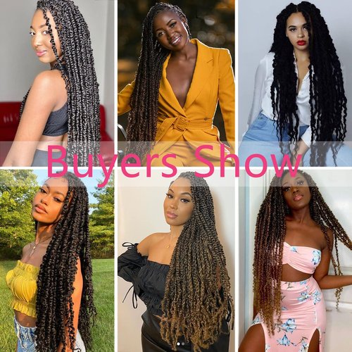 Passion Twist Hair 30 Inch 8 Packs Long Passion Twist Crochet Hair For Women Water Wave Braiding Hair Bohemian Spring Twist Hair Synthetic Hair Extension (30 Inch (Pack of 8), 1B#)