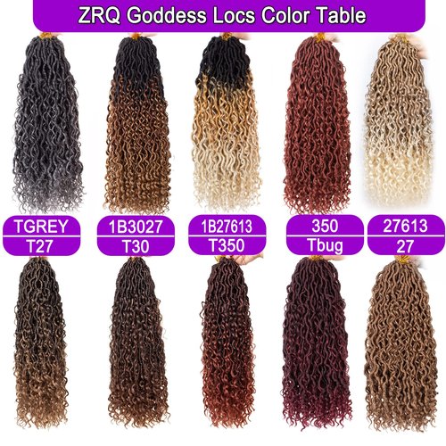ZRQ 8 Packs 3 Tone Goddess Locs Crochet Hair 30 Inch Ombre Bohemian Locs 1B27613, Long Boho Faux Locs Crochet Braids, Pre Lood River Locs With Curly End 1B27613#