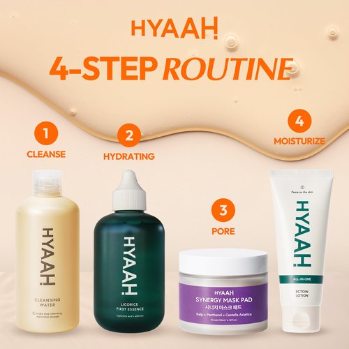 HYAAH Synergy Mask Pad - Korean Face Toner Pads with Kelp Seaweed Extract, Cica, Panthenol and Ectoin - Calming, Hydrating, Pore Refining - Soft Cotton Pad for Sensitive Skin, 60 Pads
