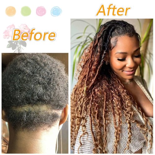 24 Inch Ombre Goddess Locs Crochet Hair 8 Packs Faux Locs Crochet Hair for Women 3 Tone River Locs Hair with Curly Ends Synthetic Style (#1B/30/27)
