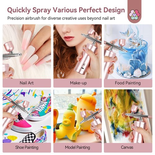 SAVILAND Super-Stable Airbrush Kit: 25 PSI Precision Airbrush for Nails Recharge Dual-Mode Airbrush Gun 0.3mm Nozzle Airbrush Machine Makeup Protable Airbrush Gel Nail Ombre French Paint Nail Art