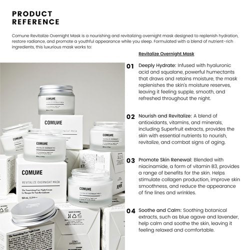 COMUNE Revitalize Overnight Mask - Nourishing & Revitalizing Night Cream | Deep Hydration, Radiant Skin | Restoration & Anti-Aging | All Skin Types, 50 mL / 1.7 fl.oz