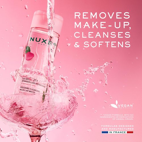 Nuxe Very Rose 3-in-1 Micellar Water, Soothing Facial Cleanser and Makeup Remover, with Rose Extract for Face & Eyes, 6.7 Fl Oz