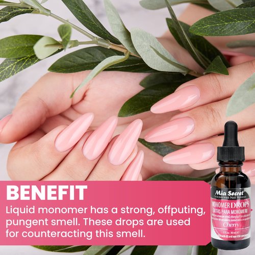 Mia Secret 4oz Liquid Monomer + 1oz Cherry Scented Monomer Drops