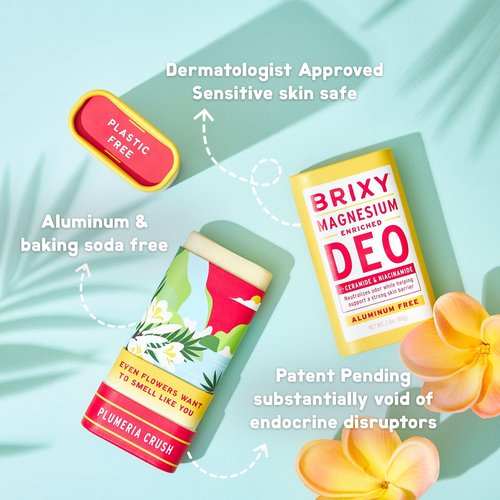 BRIXY Magnesium Deodorant, Effective Odor Control With Ceramide & Niacinamide For Skin Health, Aluminum Free, Baking Soda Free, Sensitive Skin Deodorant, Vegan, Plastic Free, Lightly Scented