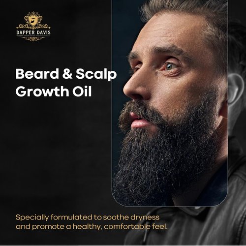 Dapper Davis Beard & Scalp Growth Oil – Nourishing Hair & Beard Oil with Avocado, Jojoba & Rosemary Oils – Promotes Growth, Soothes Itchiness & Dryness – 4 fl oz(120ml)