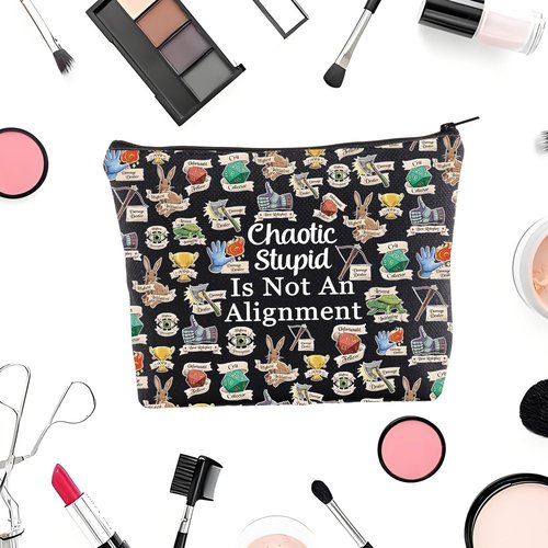 CYTING Funny RPG Cosmetic Bag Chaotic Stupid Is Not An Alignment Dice Makeup Bag D Gamer Gift