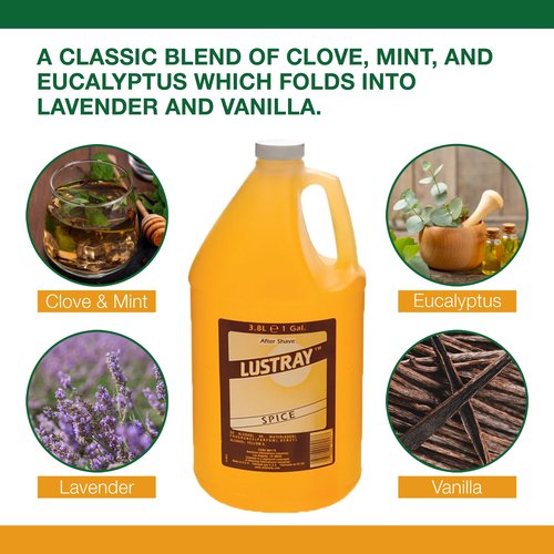 Clubman Lustray Spice After Shave - Classic Refreshing Scent Aftershave for Men, Barbershop & Home Use Splash, 1 Gallon