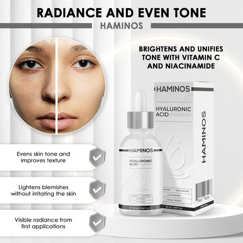 Hyaluronic Acid Serum ORGANIC AND VEGAN with Niacinamide, Snail slime, collagen – Lip Plumper, Stretch Marks, Wrinkles, Fine Lines, Hydration - UNIQUE FORMULA (50 ml - 1.69 Fl Oz)