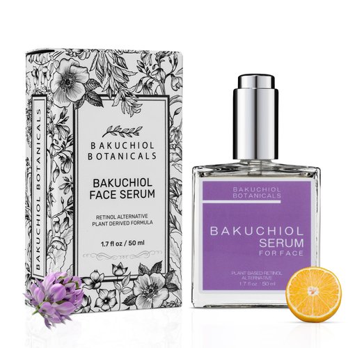 Bakuchiol Botanicals Facial Serum - Natures Plant-Based Retinol - Evens Tone & Complexion - Repairs Acne & Sun Damage - Boost Collagen Production - Smooth Skin - Elasticity - Calms Iritation - 1.7oz