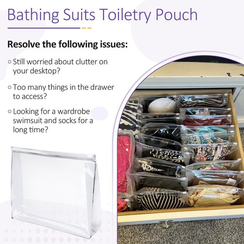 50 Pcs Clear Makeup Bag Travel Toiletry Organizer Zipper Pouches, 9.84 x 7.09 Inches Cosmetic Sorting Bag Waterproof Zipper Organizer, Vacation Swimsuit Bikini Organizer Bags